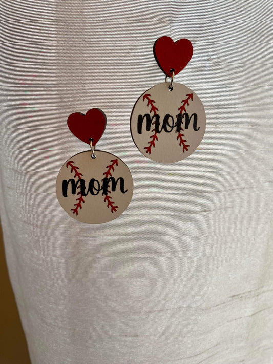 Mom Baseball earrings